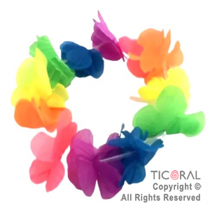 VINCHA TIARA HAWAIANA FLORES TELA MULTICOLOR x 12